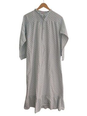 Vintage Heiress 100% Cotton Nightgown Women L White Floral Cottagecore Sleepwear